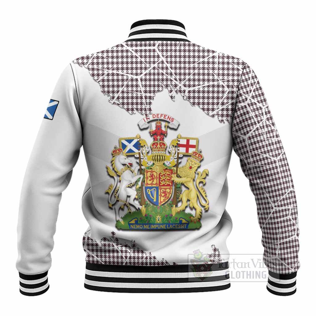 Shepherd Tartan Baseball Jacket with Family Crest and Lion Rampant Grunge Style