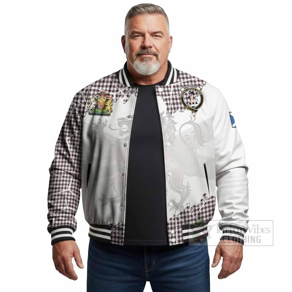 Shepherd Tartan Baseball Jacket with Family Crest and Lion Rampant Grunge Style