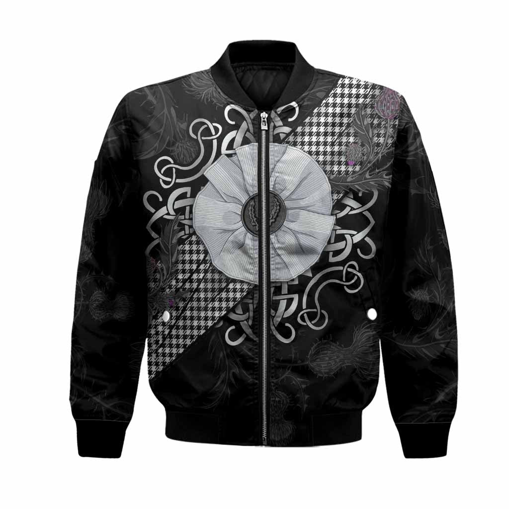 Shepherd Tartan Bomber Jacket Jacobite White Rose Unisex Black - Tartan Vibes Clothing