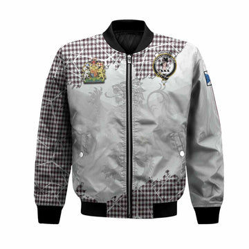 Shepherd Tartan Bomber Jacket with Family Crest and Lion Rampant Grunge Style