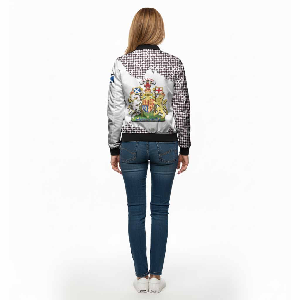 Shepherd Tartan Bomber Jacket with Family Crest and Lion Rampant Grunge Style