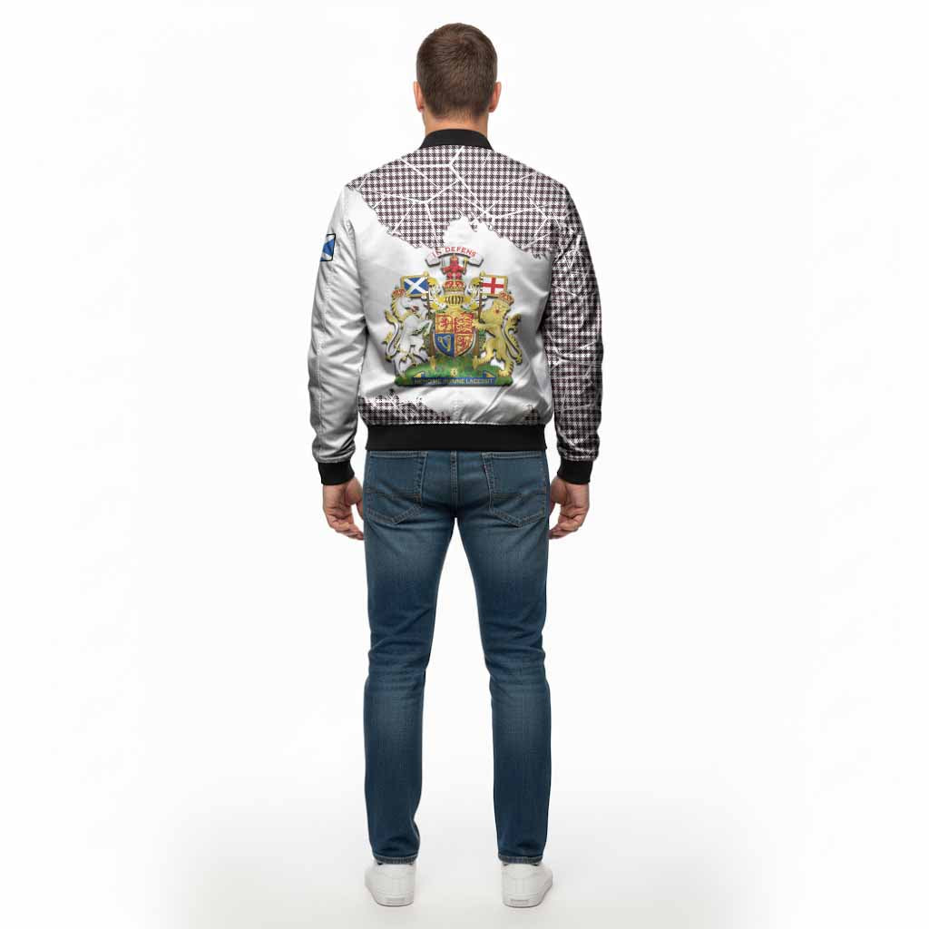 Shepherd Tartan Bomber Jacket with Family Crest and Lion Rampant Grunge Style