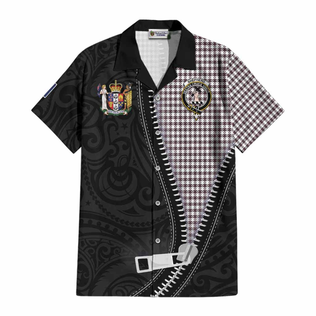 Shepherd Tartan Cotton Hawaiian Shirt New Zealand Pattern Unique Zipper Stylized
