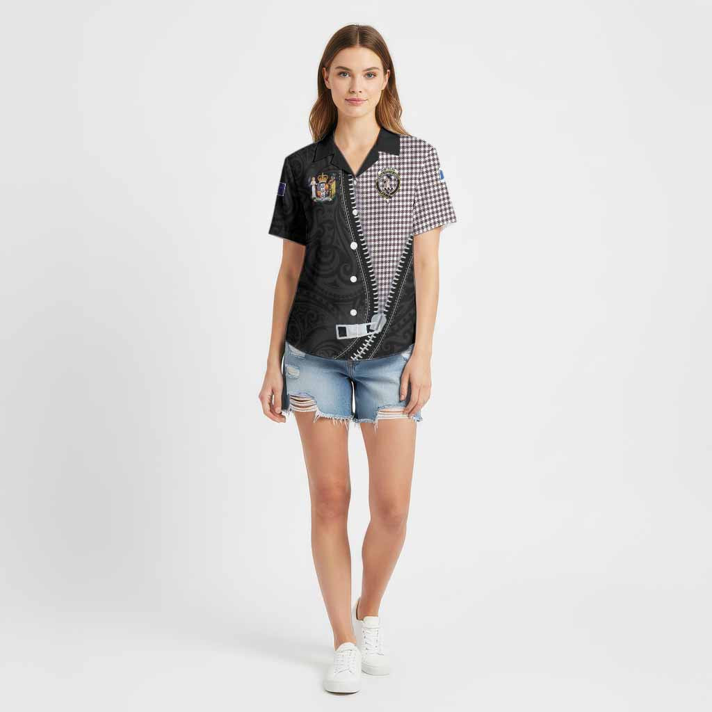 Shepherd Tartan Cotton Hawaiian Shirt New Zealand Pattern Unique Zipper Stylized