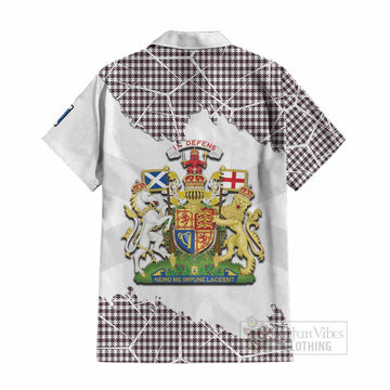 Shepherd Tartan Cotton Hawaiian Shirt with Family Crest and Lion Rampant Grunge Style