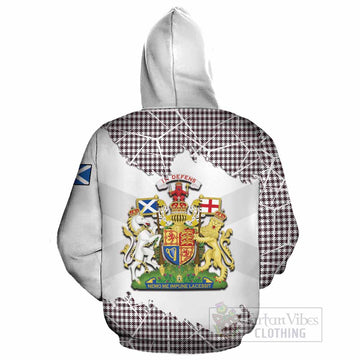 Shepherd Tartan Cotton Hoodie with Family Crest and Lion Rampant Grunge Style