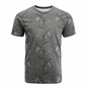 Shepherd Tartan Cotton T-shirt Seamless Scottish Thistle Flowers