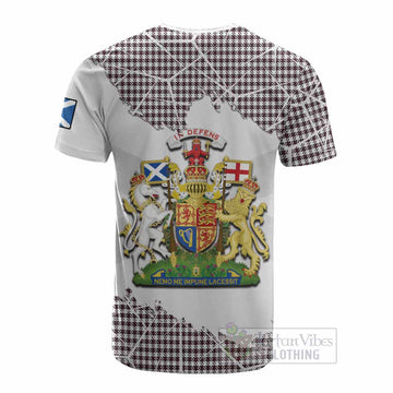 Shepherd Tartan Cotton T-shirt with Family Crest and Lion Rampant Grunge Style