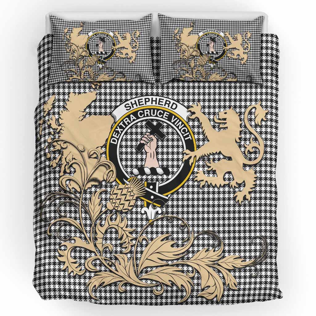 Shepherd Tartan Crest Bedding Set with Scottish Iconic Symbols 
