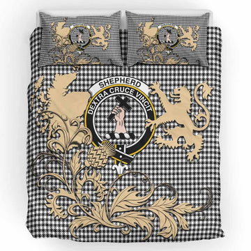 Shepherd Tartan Crest Bedding Set with Scottish Iconic Symbols 