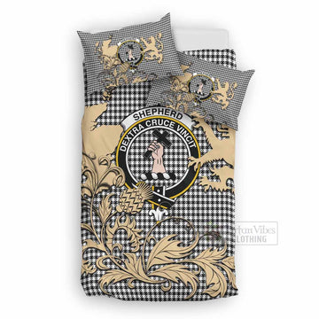Shepherd Tartan Crest Bedding Set with Scottish Iconic Symbols 