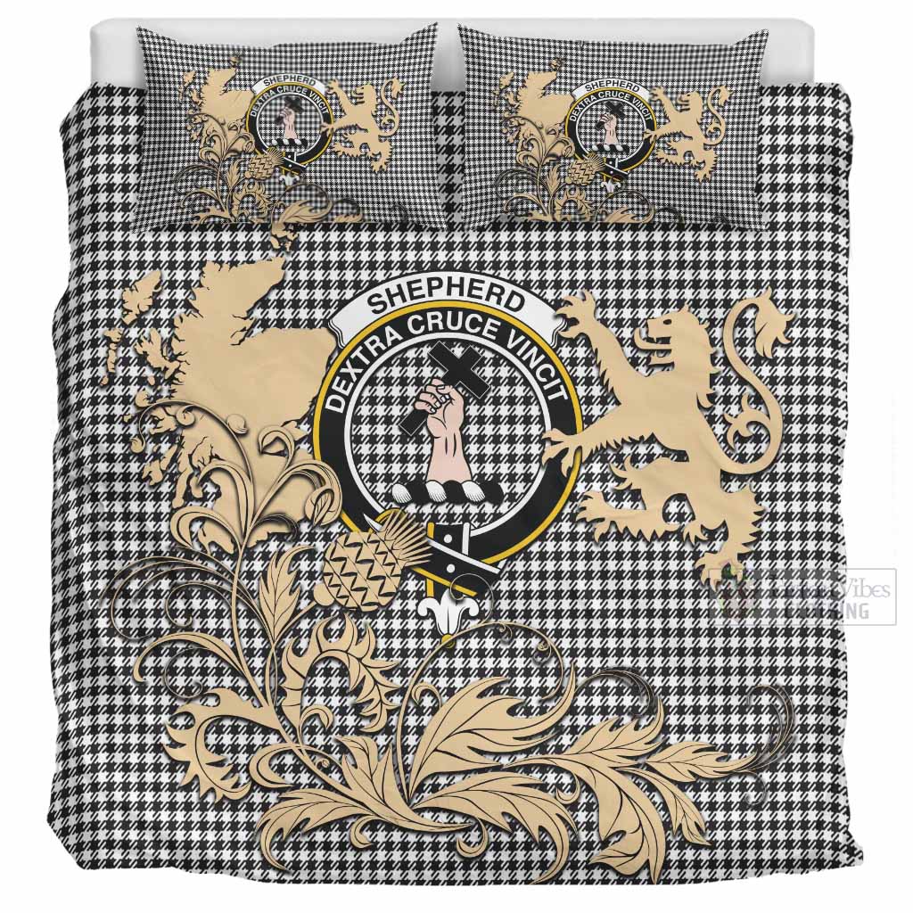 Shepherd Tartan Crest Bedding Set with Scottish Iconic Symbols 
