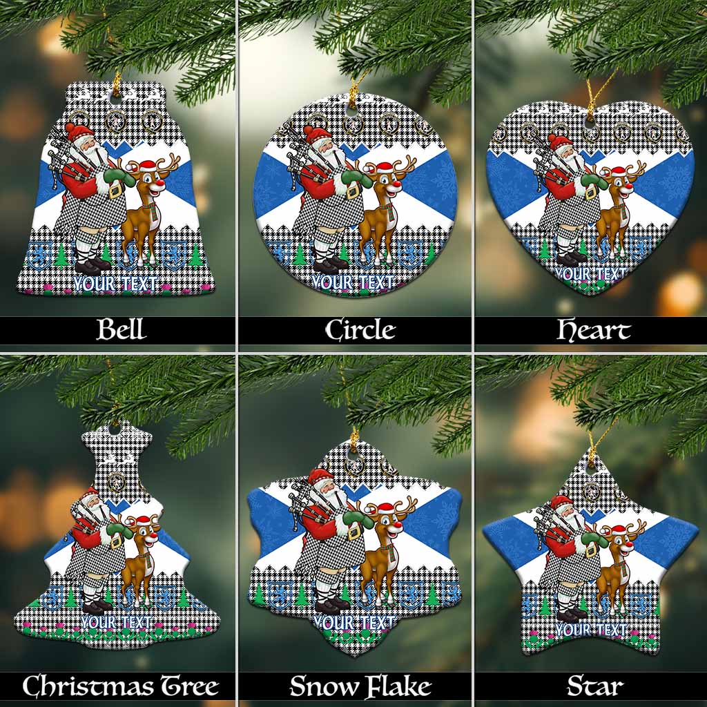 Shepherd Tartan Crest Christmas Ceramic Ornament Scotland Santa With Bagpipes Cute Reindeer
