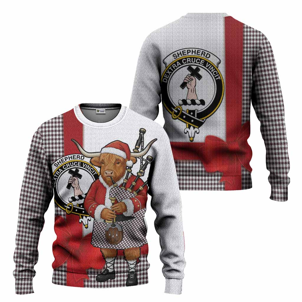 Shepherd Tartan Crest Christmas Christmas Ugly Sweater Highland Cow Bagpipes Coquette Bow Style