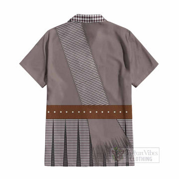 Shepherd Tartan Crest Cotton Hawaiian Shirt Kilt Costume Style