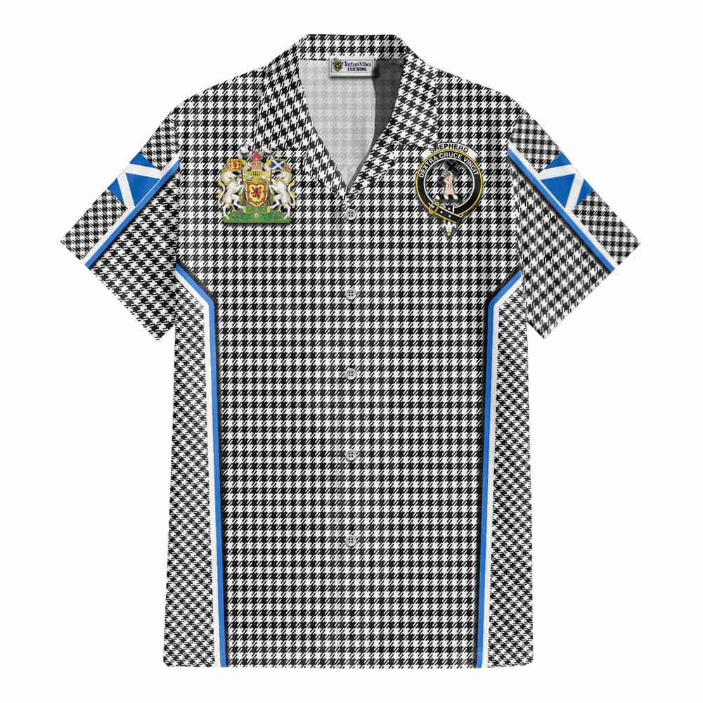 Shepherd Tartan Crest Cotton Hawaiian Shirt Scotland Coat of Arm Flag Style - Tartan Vibes Clothing
