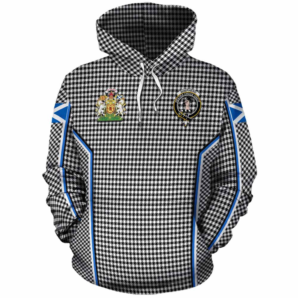 Shepherd Tartan Crest Cotton Hoodie Scotland Coat of Arm Flag Style - Tartan Vibes Clothing