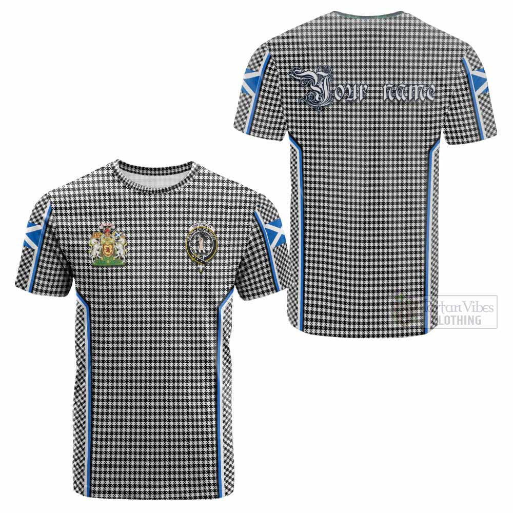 Shepherd Tartan Crest Cotton T-shirt Scotland Coat of Arm Flag Style - Tartan Vibes Clothing
