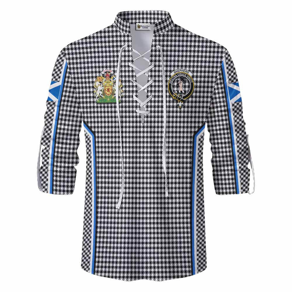 Shepherd Tartan Crest Ghillie Kilt Shirt Scotland Coat of Arm Flag Style - Tartan Vibes Clothing