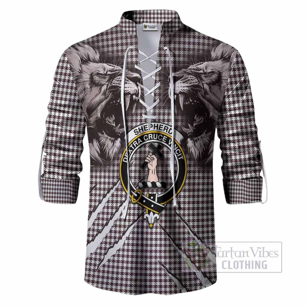 Shepherd Tartan Crest Ghillie Shirt Ferocious Lion Style