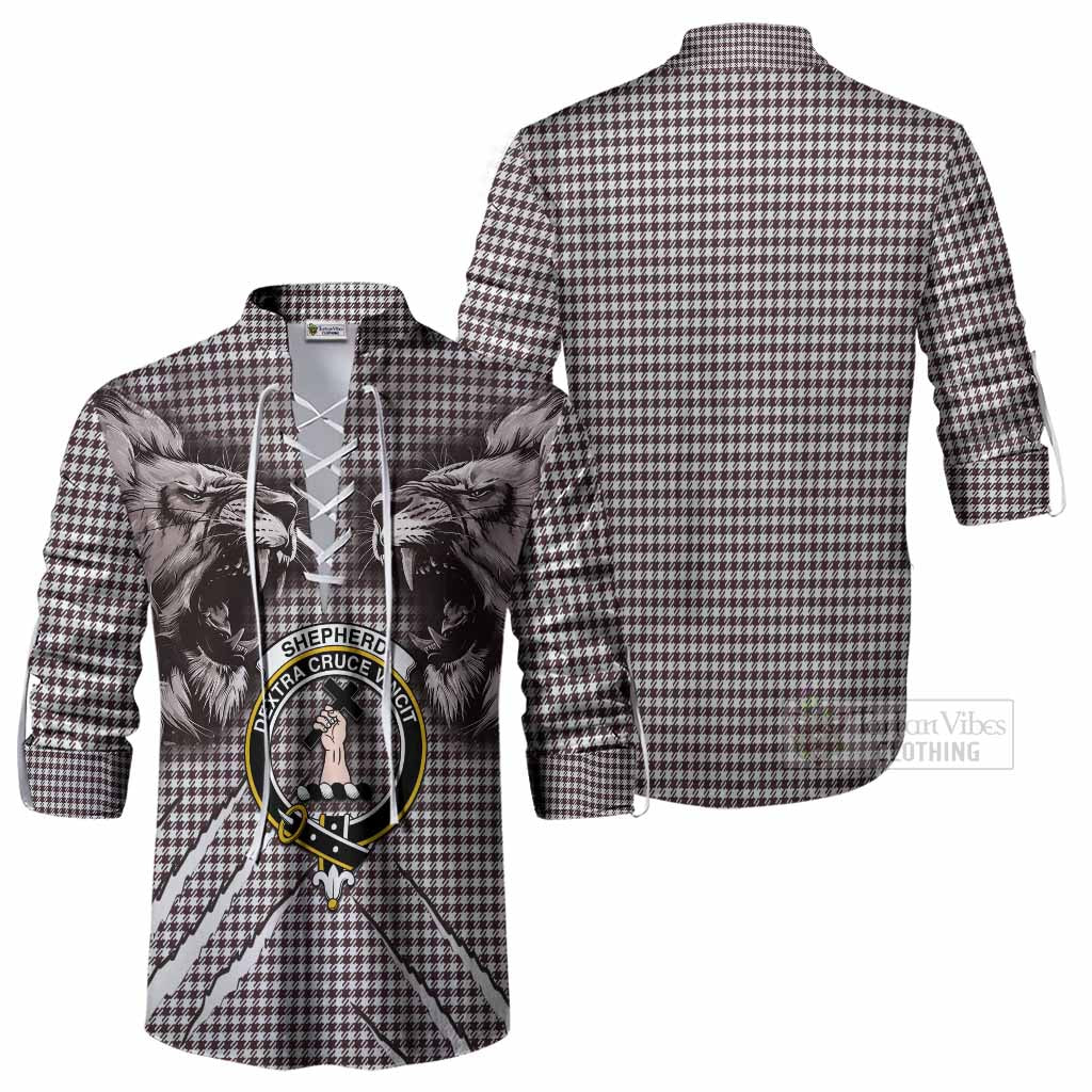 Shepherd Tartan Crest Ghillie Shirt Ferocious Lion Style