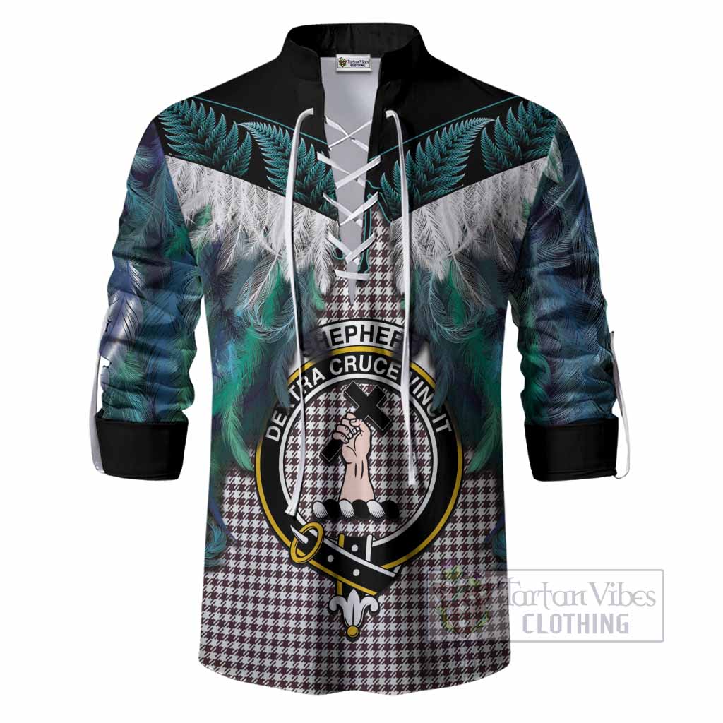 Shepherd Tartan Crest Ghillie Shirt New Zealand Maori Korowai Cloak