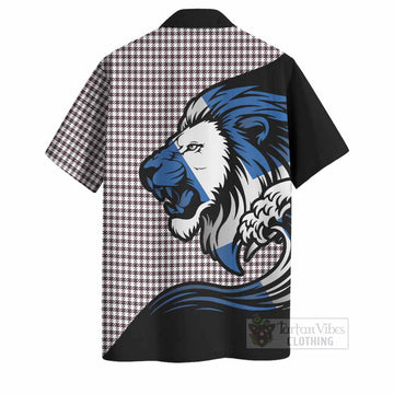 Shepherd Tartan Crest Hawaiian Shirt Scottish Golden Lions Wave Flow