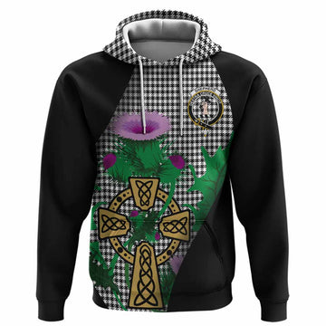 Shepherd Tartan Crest Hoodie Celtic Cross Thistle Flowers