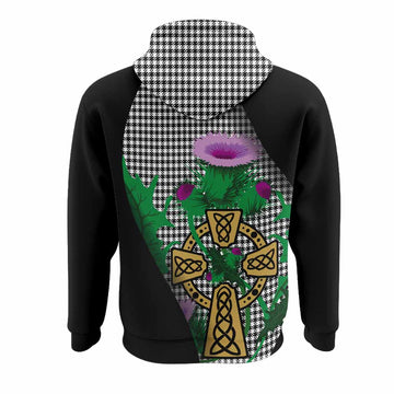 Shepherd Tartan Crest Hoodie Celtic Cross Thistle Flowers