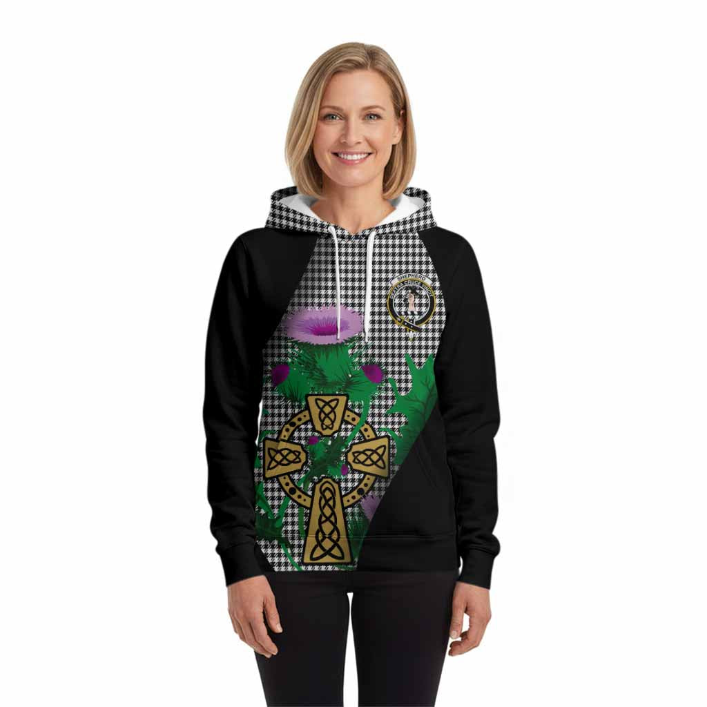 Shepherd Tartan Crest Hoodie Celtic Cross Thistle Flowers