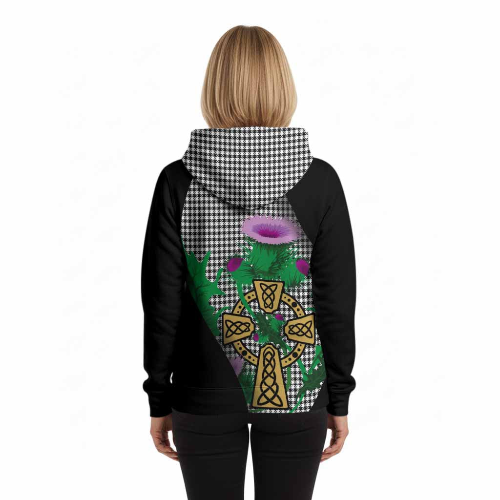 Shepherd Tartan Crest Hoodie Celtic Cross Thistle Flowers