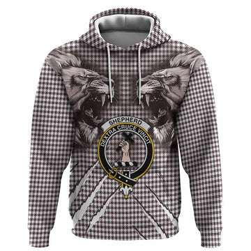Shepherd Tartan Crest Hoodie Ferocious Lion Style