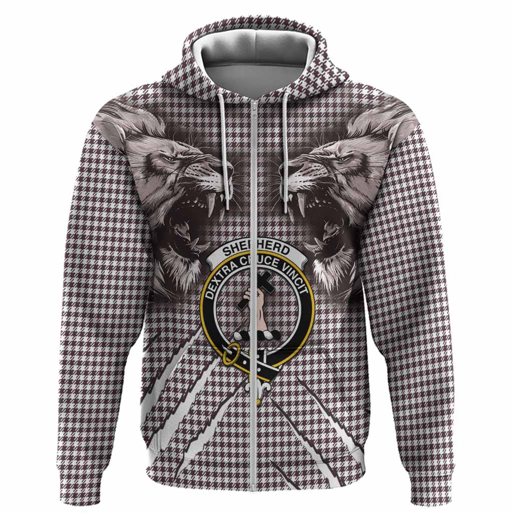 Shepherd Tartan Crest Hoodie Ferocious Lion Style