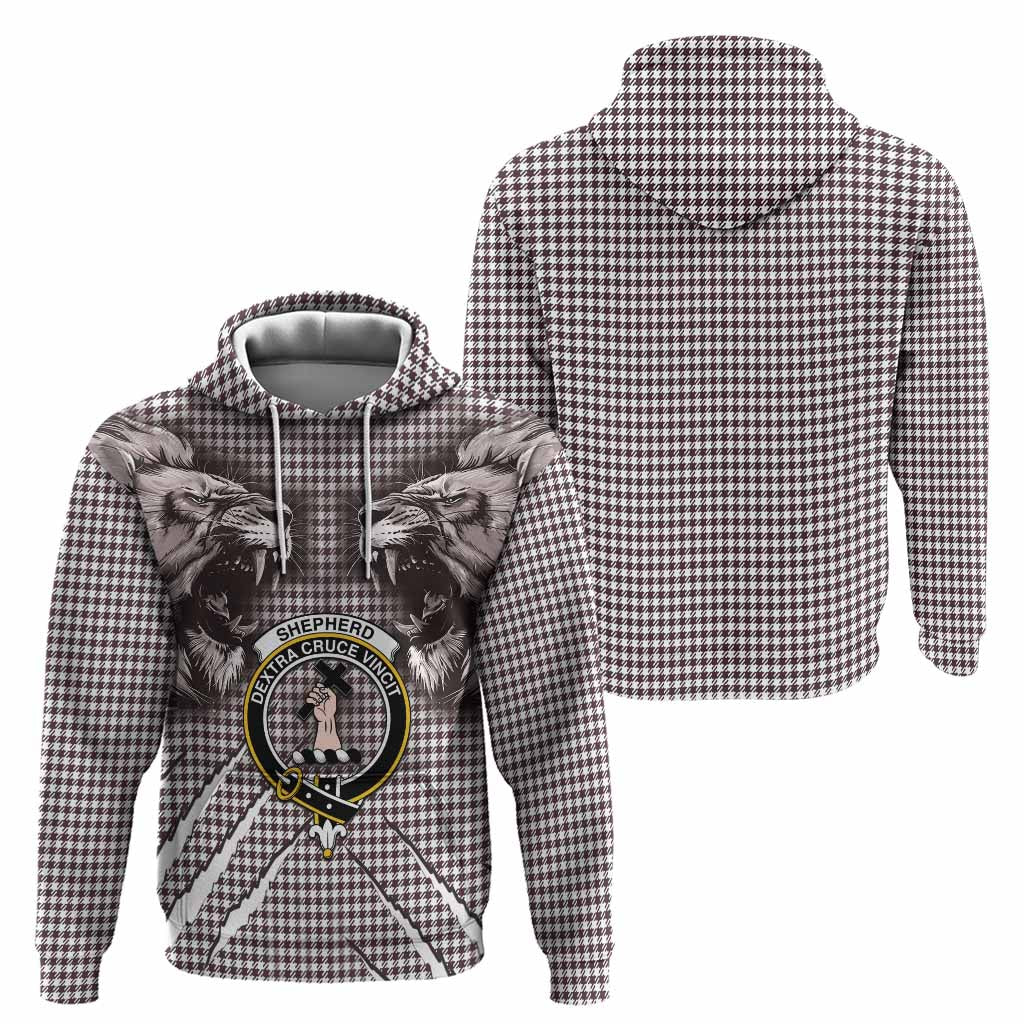 Shepherd Tartan Crest Hoodie Ferocious Lion Style