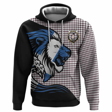 Shepherd Tartan Crest Hoodie Scottish Golden Lions Wave Flow