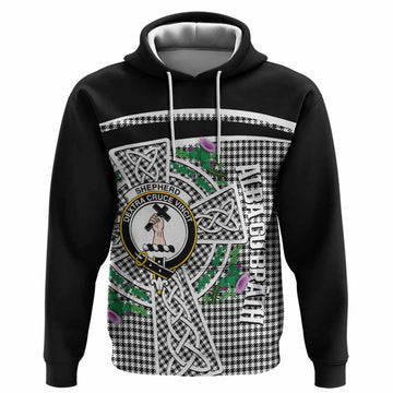Shepherd Tartan Crest Hoodie Scottish Thistle Celtic Cross Alba Gu Brath