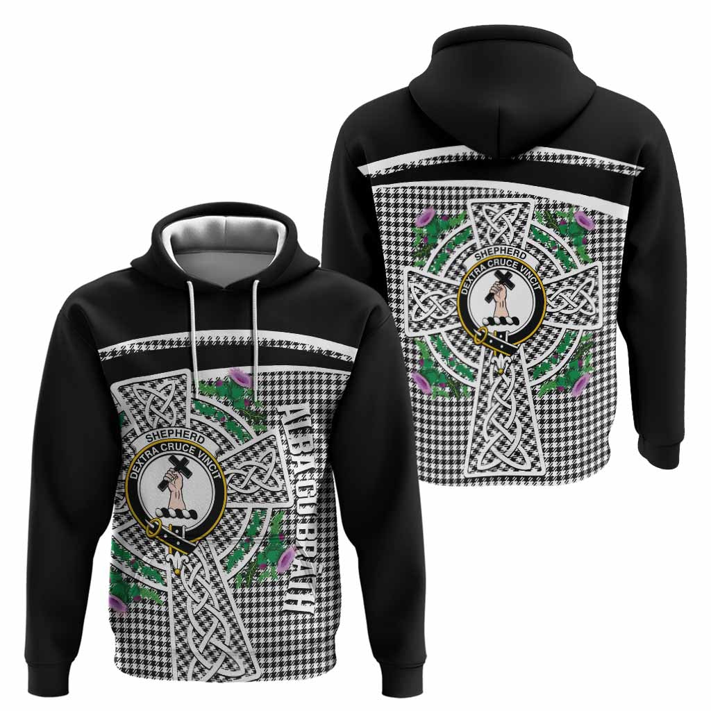 Shepherd Tartan Crest Hoodie Scottish Thistle Celtic Cross Alba Gu Brath