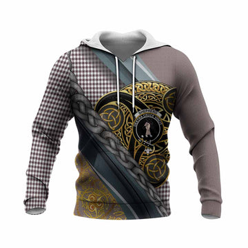 Shepherd Tartan Crest Knitted Hoodie Scottish Triskele Celtic
