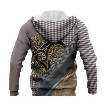 Shepherd Tartan Crest Knitted Hoodie Scottish Triskele Celtic