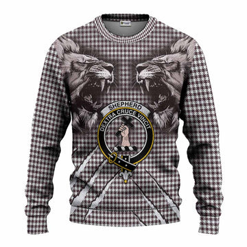 Shepherd Tartan Crest Knitted Sweater Ferocious Lion Style