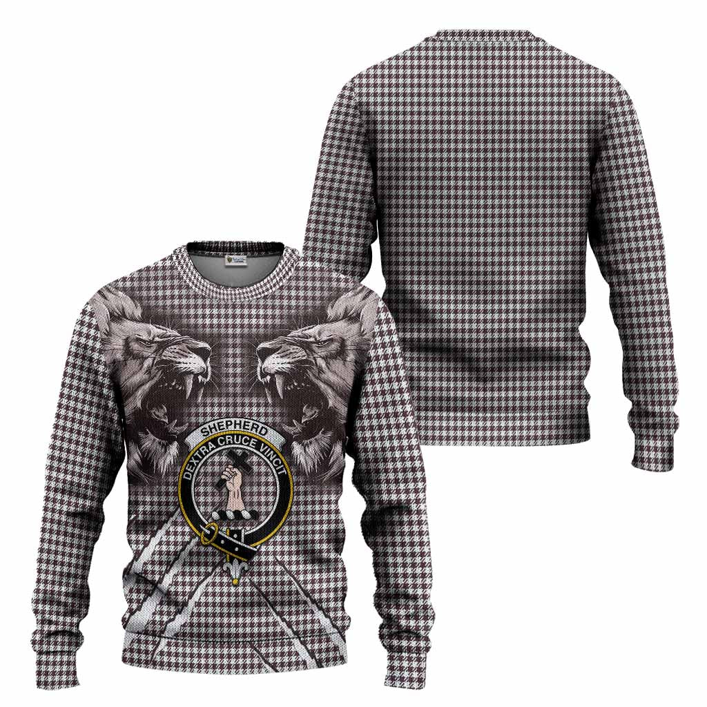Shepherd Tartan Crest Knitted Sweater Ferocious Lion Style