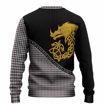 Shepherd Tartan Crest Knitted Sweater Legendary Dragon Knot Half Style