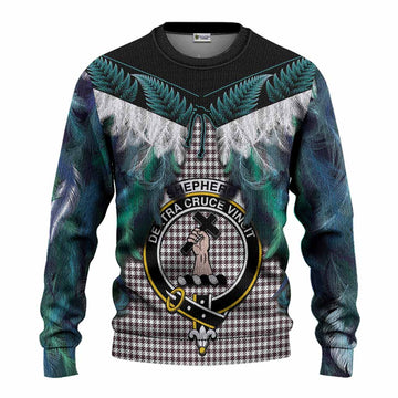 Shepherd Tartan Crest Knitted Sweater New Zealand Maori Korowai Cloak