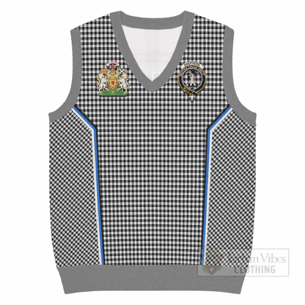 Shepherd Tartan Crest Knitted V-Neck Vest Scotland Coat of Arm Flag Style - Tartan Vibes Clothing