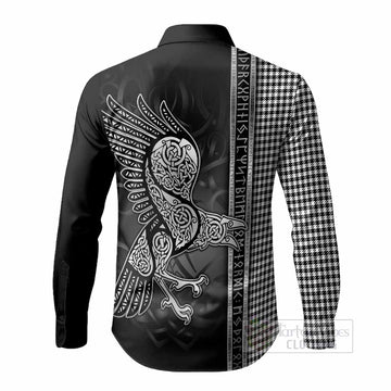 Shepherd Tartan Crest Long Sleeve Button Shirts Norse Mythology Viking Odin Crow Tattoo
