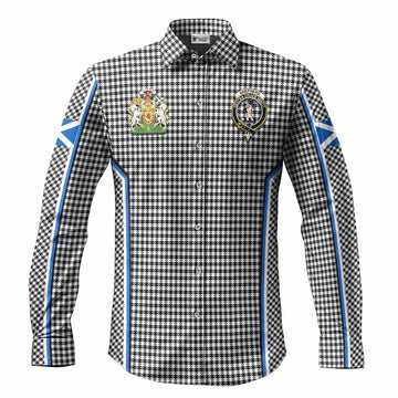 Shepherd Tartan Crest Long Sleeve Button Shirts Scotland Coat of Arm Flag Style