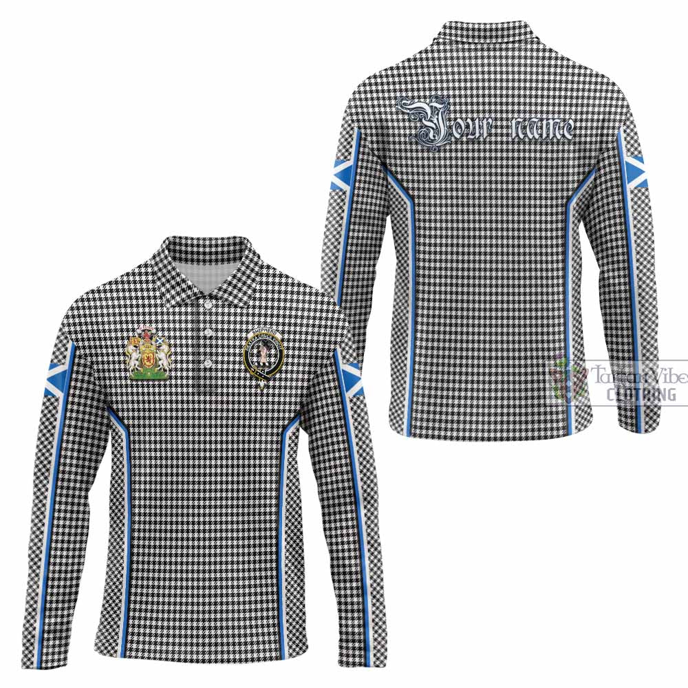 Shepherd Tartan Crest Long Sleeve Polo Shirt Scotland Coat of Arm Flag Style - Tartan Vibes Clothing