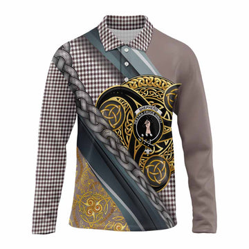 Shepherd Tartan Crest Long Sleeve Polo Shirt Scottish Triskele Celtic