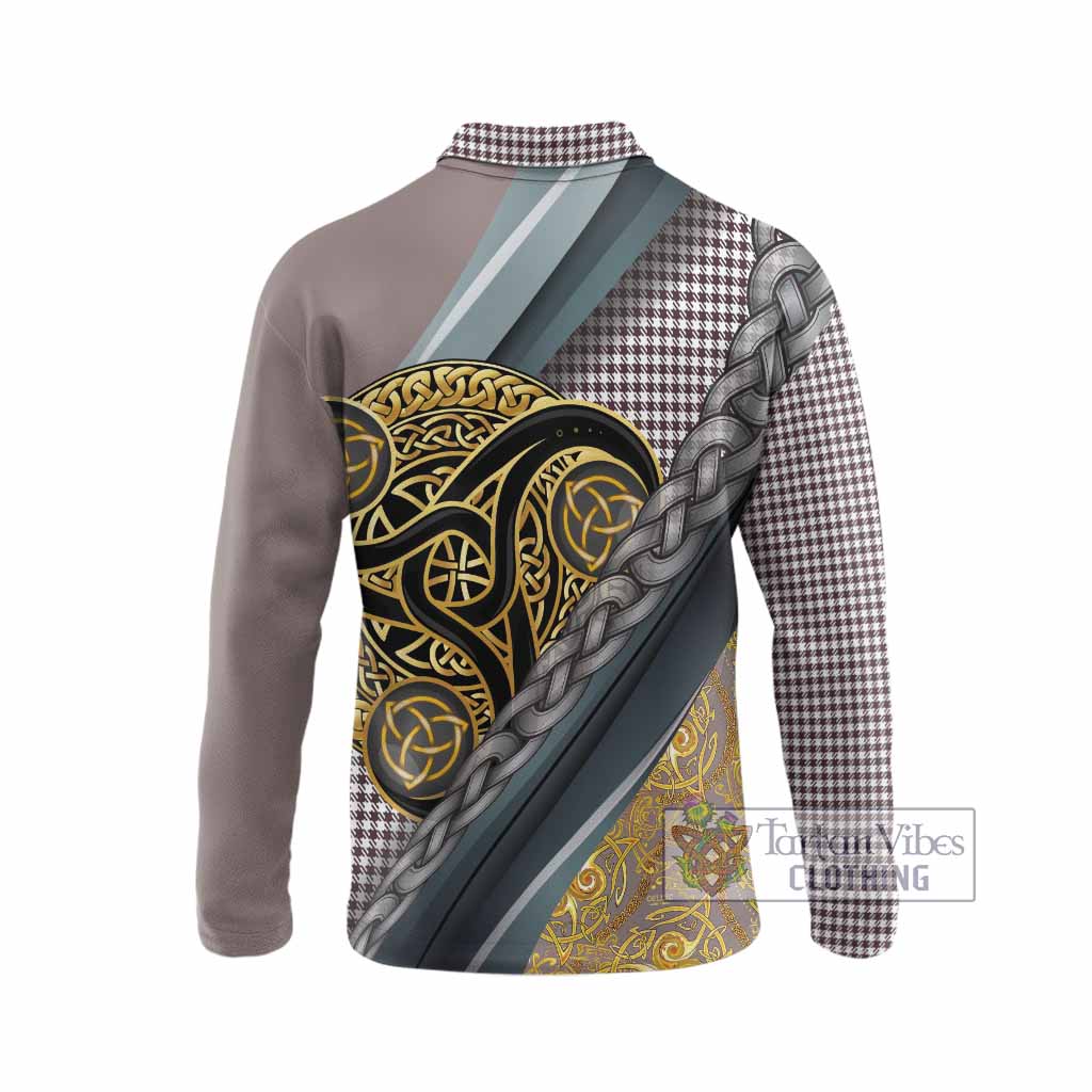 Shepherd Tartan Crest Long Sleeve Polo Shirt Scottish Triskele Celtic