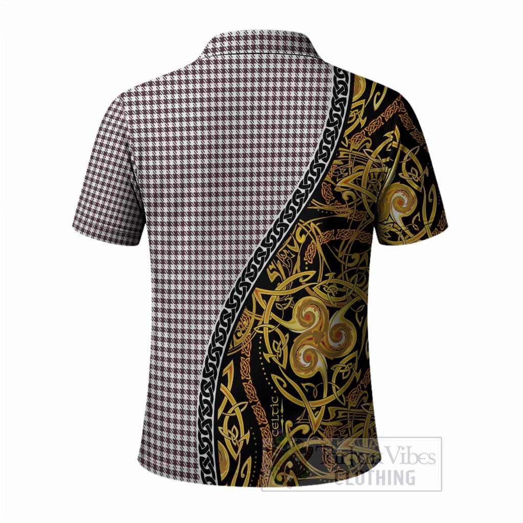 Shepherd Tartan Crest Polo Shirt Celtic Knot and Triple Trickle Spiral Symbols